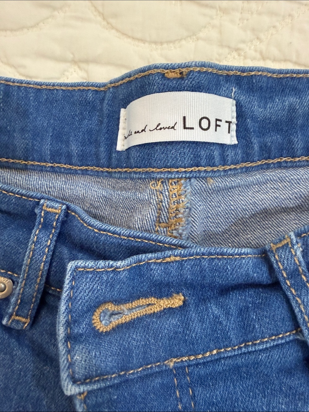 LOFT Dark Blue Boyfriend Jeans with Cuffed Hem - Picture 4 of 13
